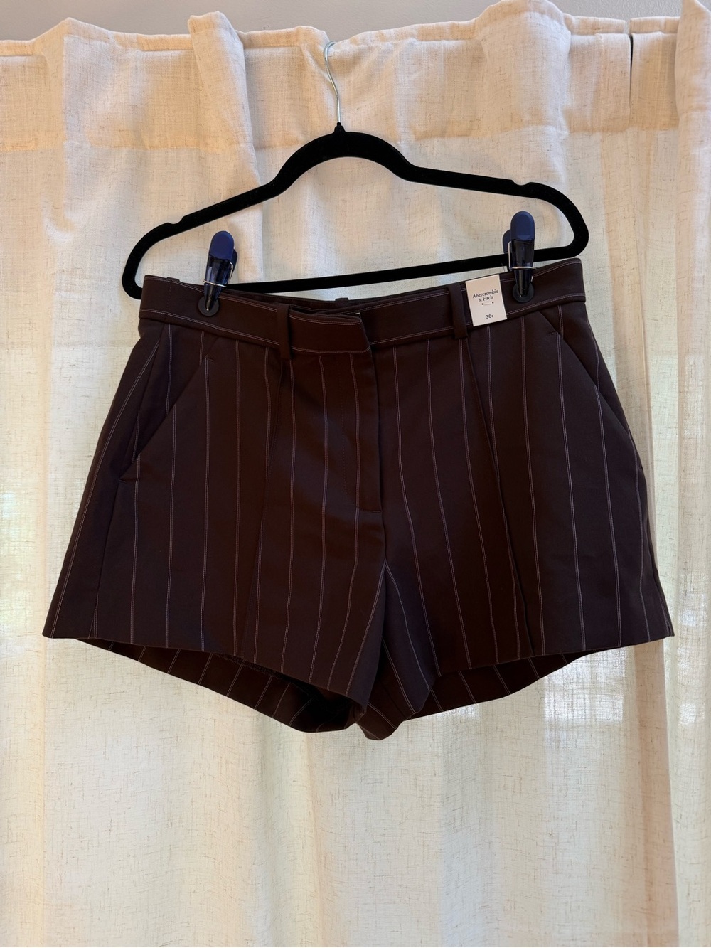 Abercrombie & Fitch Brown Pinstripe Tailored Shorts
